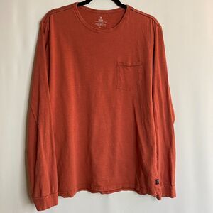 Roark Well Worn Midweight Organic Pocket Tee L/S Russet Red Mens Large